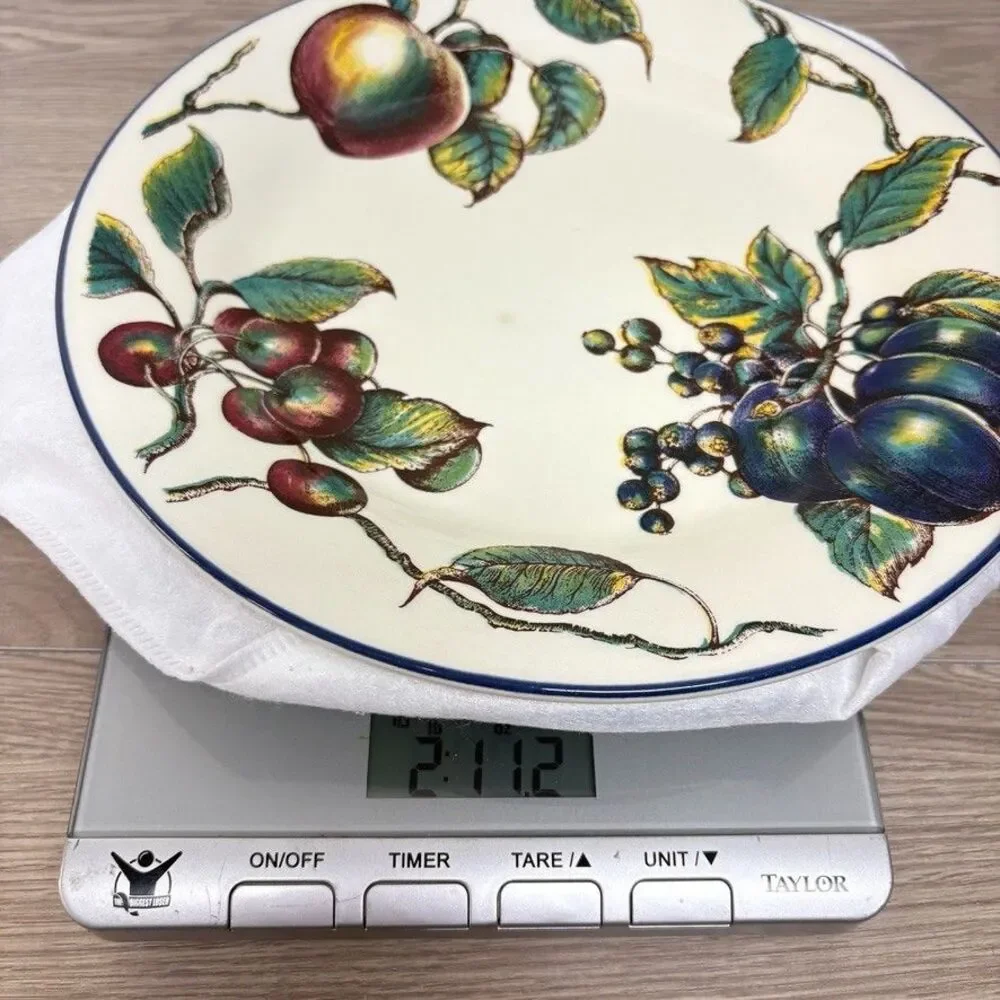 Pier 1 Macintoch Orchard Fruit Motif Plates 10 1/4 Set 2 Made in England Blue